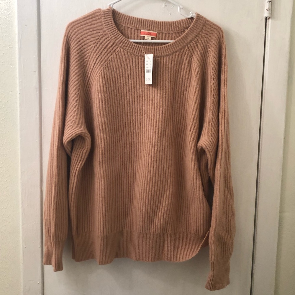 Jcrew ribbed cashmere oversized crewneck sweater